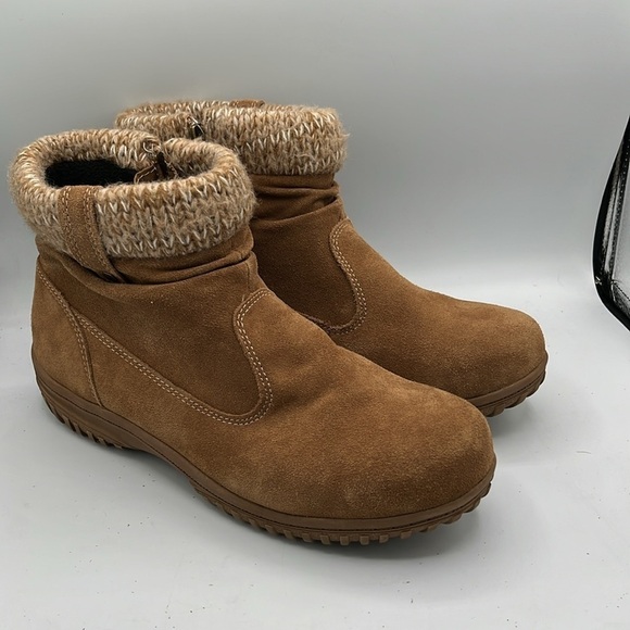 KHOMBU Women’s Size 11M Laura Chestnut Brown Suede LeatherBoot Knit Trim Zip - Picture 14 of 14
